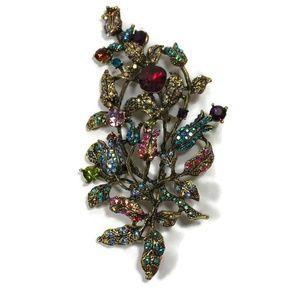 Large Pave AB Crystal Floral Brooch Gorgeous